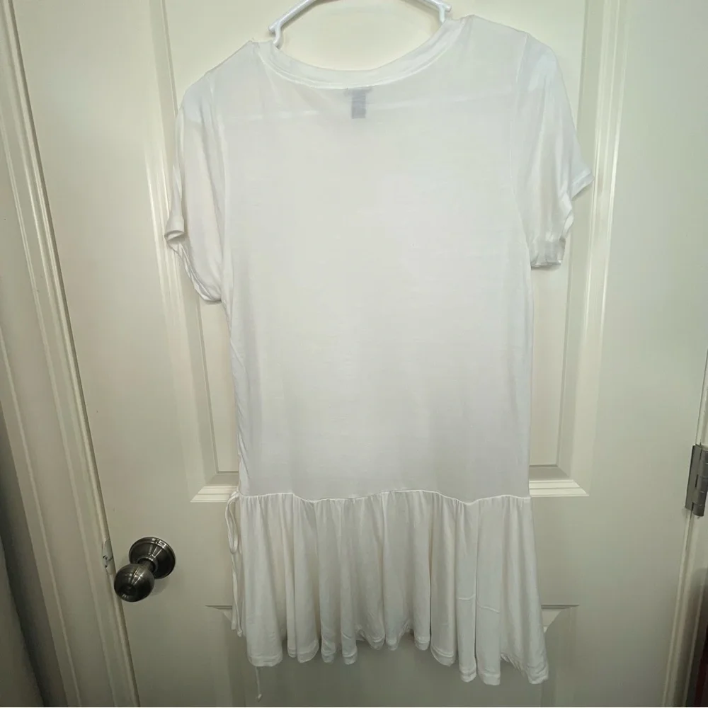 J Crew Side Ruched Peplum Top White T Shirt Dress